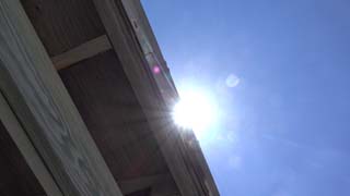 Looking up at sun from Kiosk S most